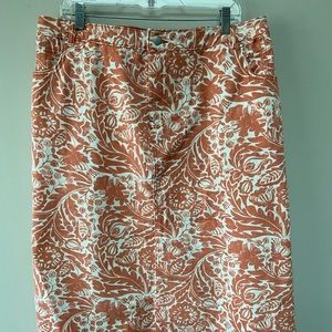 Jessica London sz24 Coral & White Floral Denim Skirt